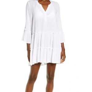 Elan Women's White V-Neck Swim Cover-Up Dress, White, Size-Small, SOLD OUT